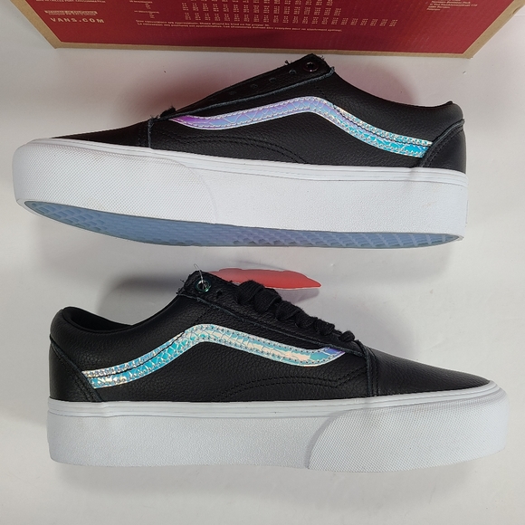 Vans Old Skool Platform Holo Sidestripe Black True White Sneakers Women Size 9.5 - Picture 8 of 12